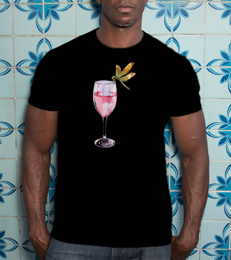Dragonfly Resting On Wine Glass T-Shirt