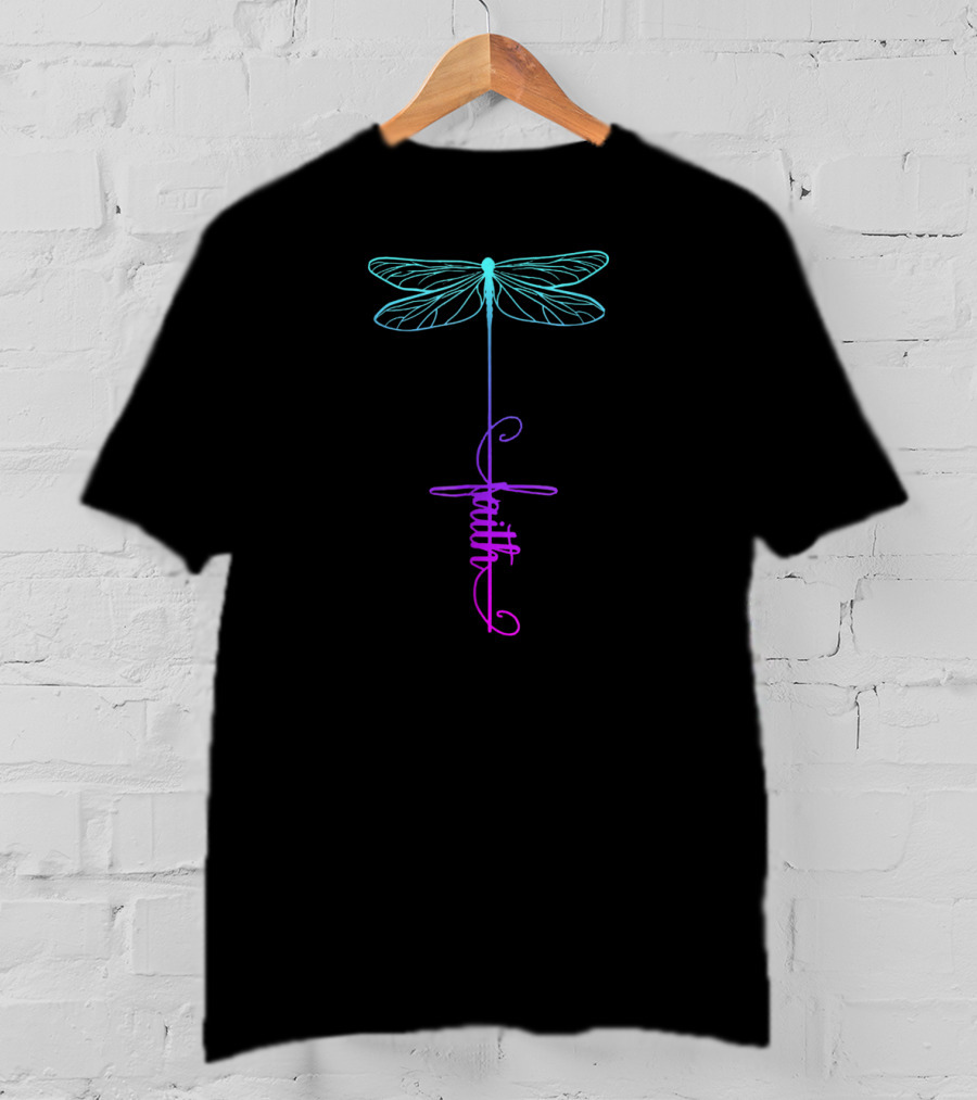 Dragonfly Faith Lover Christian Jesus God Cross Inspiring T-Shirt
