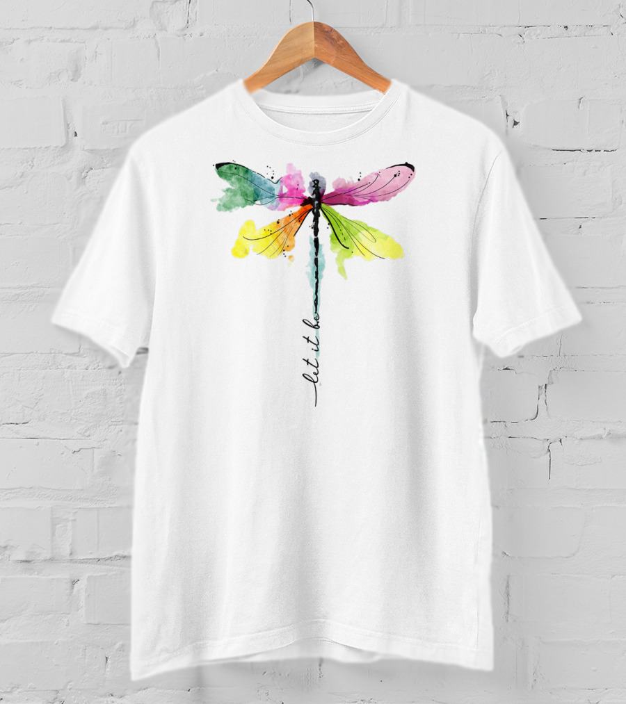 Let It Be Dragonfly Hippie Be Watercolor Peace T-Shirt