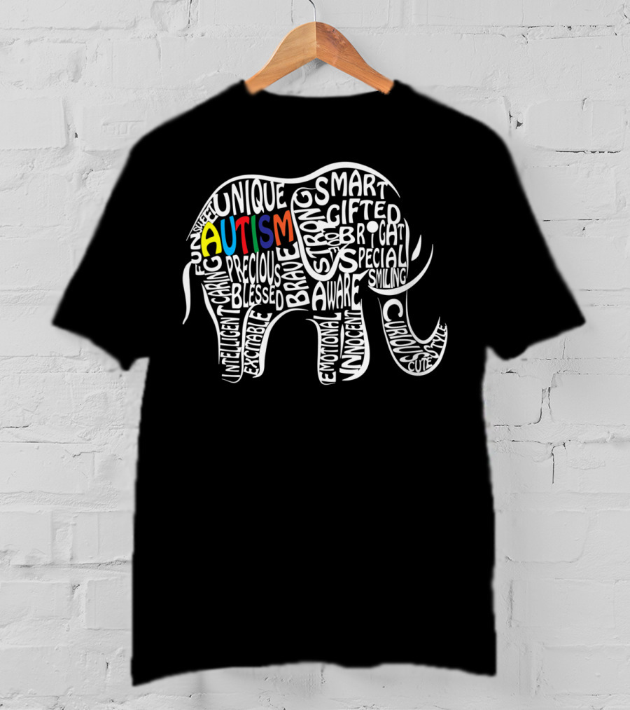 Autism Awareness Elephant Unique Intelligent Caring Strong Gifted Innocent Curious T-Shirt