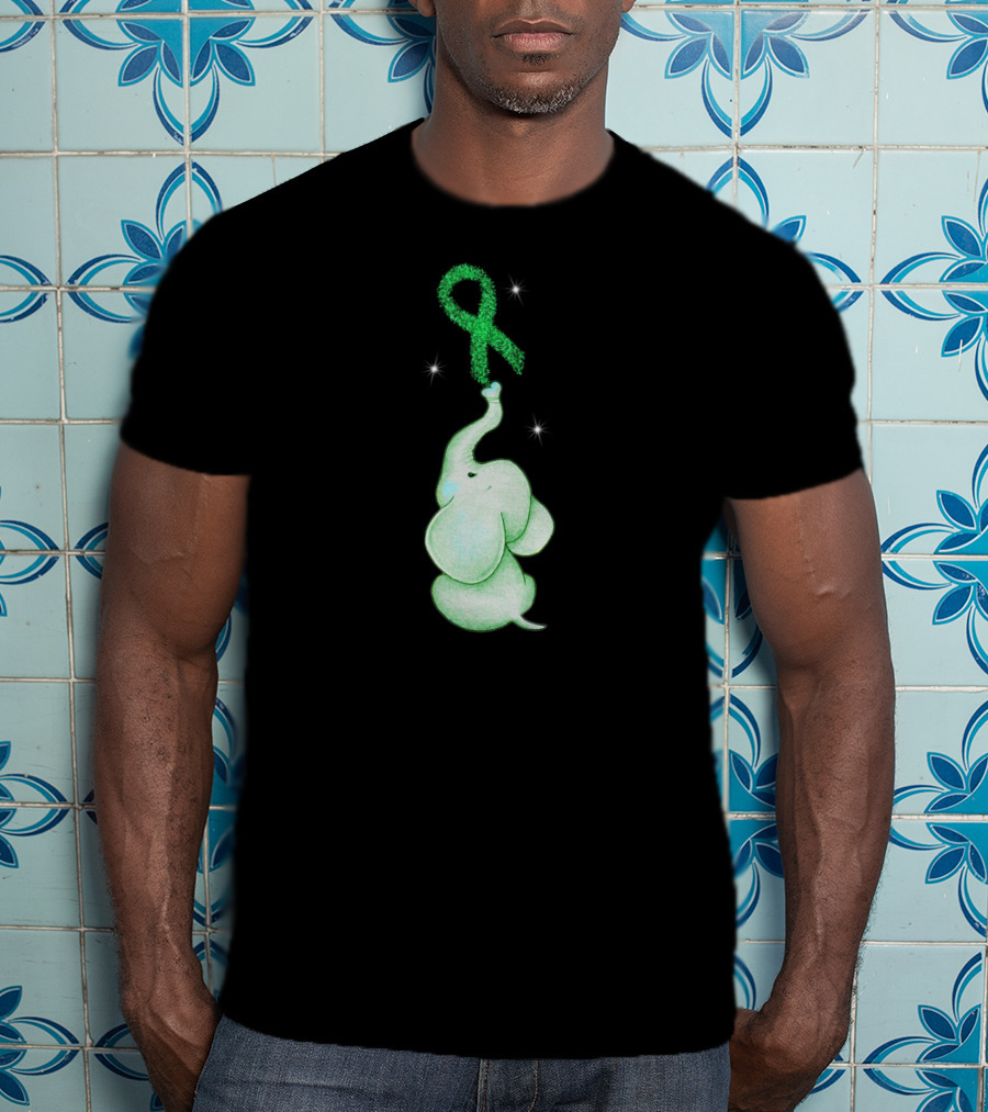 Elephant With Green Ribbon For Cerebral Palsy Awareness T-Shirt