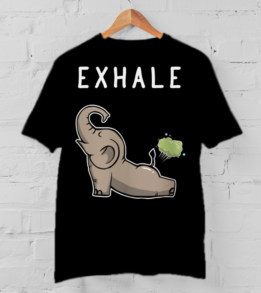 EXHALE Mens Womens Funny Elephant Lovers T-Shirt