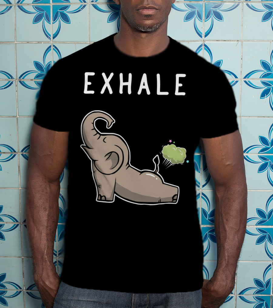 EXHALE Mens Womens Funny Elephant Lovers T-Shirt