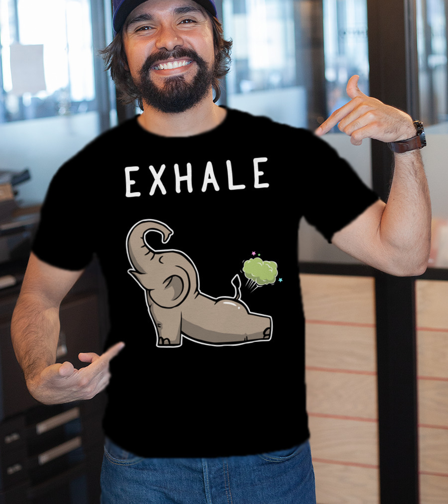 EXHALE Mens Womens Funny Elephant Lovers T-Shirt