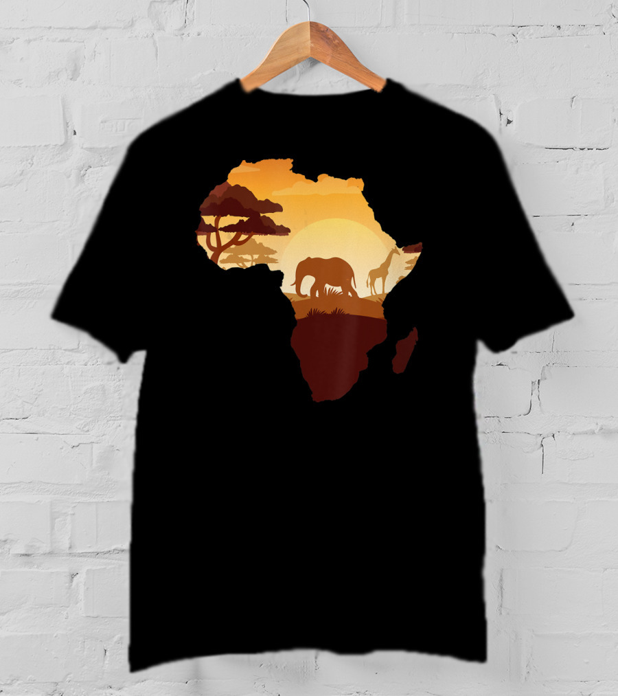 Wildlife Safari Animals Ivory Elephant Africa Silhouette Sunset T-Shirt