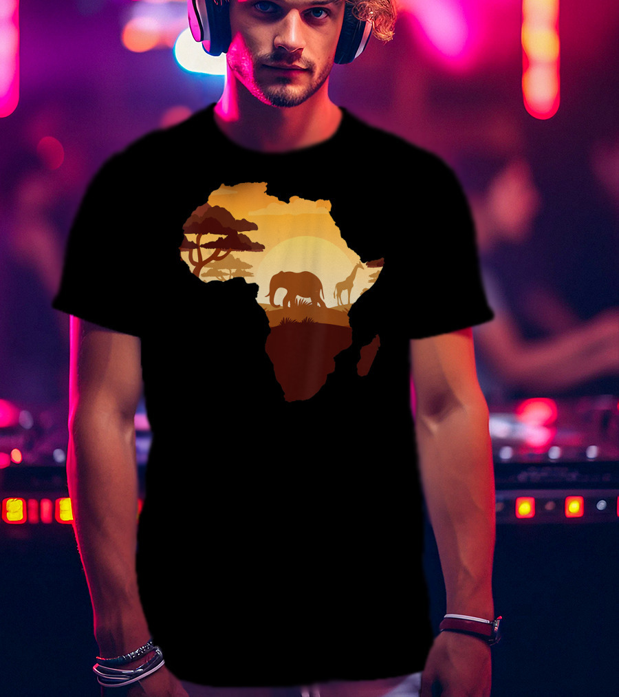 Wildlife Safari Animals Ivory Elephant Africa Silhouette Sunset T-Shirt