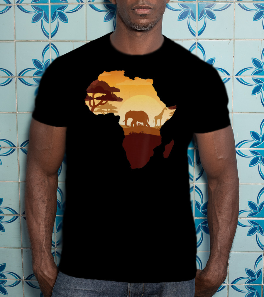 Wildlife Safari Animals Ivory Elephant Africa Silhouette Sunset T-Shirt