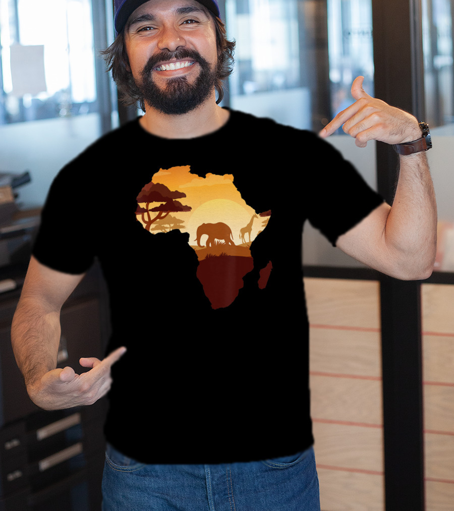 Wildlife Safari Animals Ivory Elephant Africa Silhouette Sunset T-Shirt