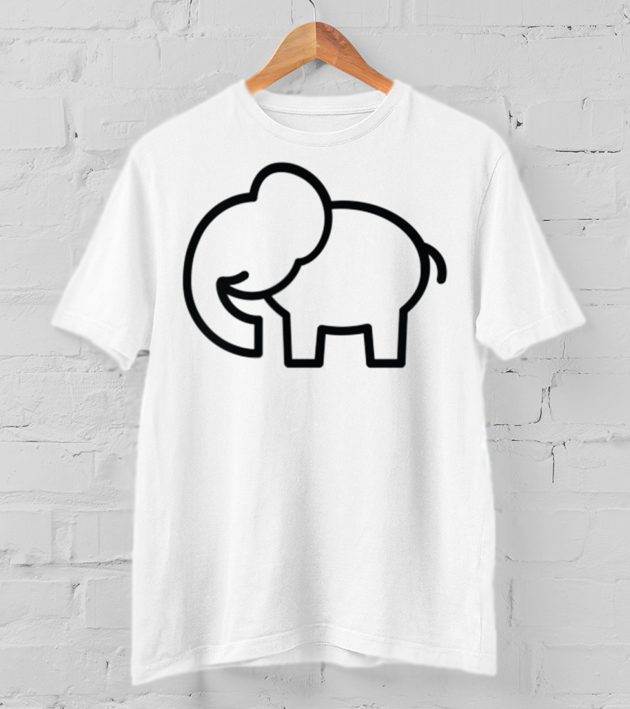 Cute Elephant Line Art Cartoon T-Shirt
