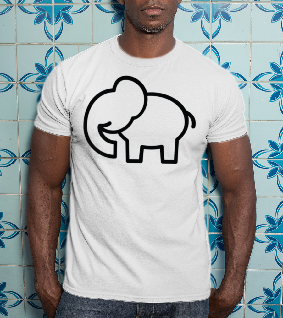 Cute Elephant Line Art Cartoon T-Shirt