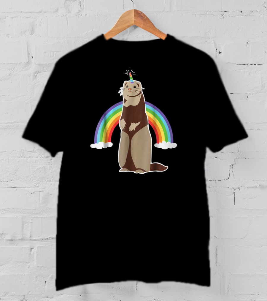 Ferret Unicorn Rainbow Magic Fantasy T-Shirt