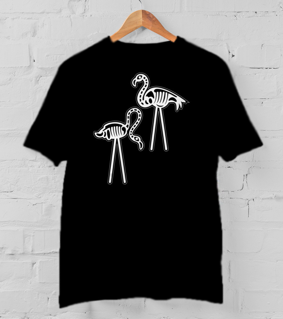 Flamingo Skeleton Funny Halloween Luau Party T-Shirt