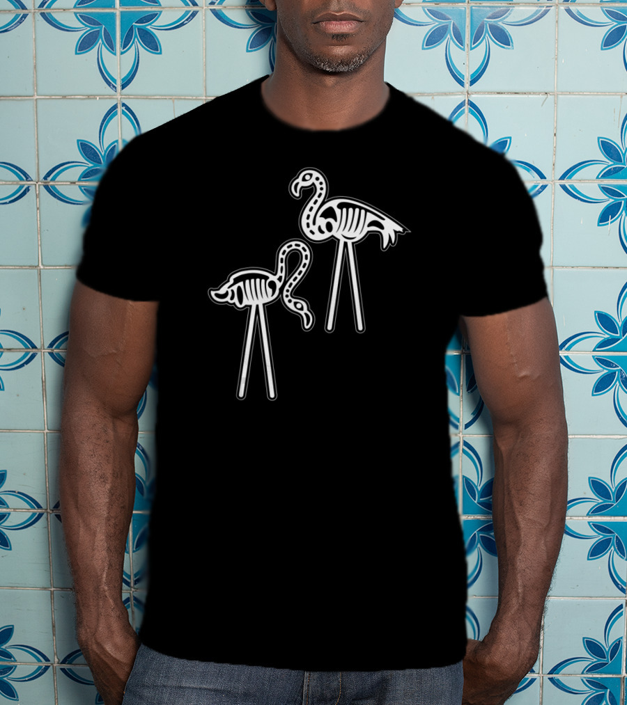 Flamingo Skeleton Funny Halloween Luau Party T-Shirt