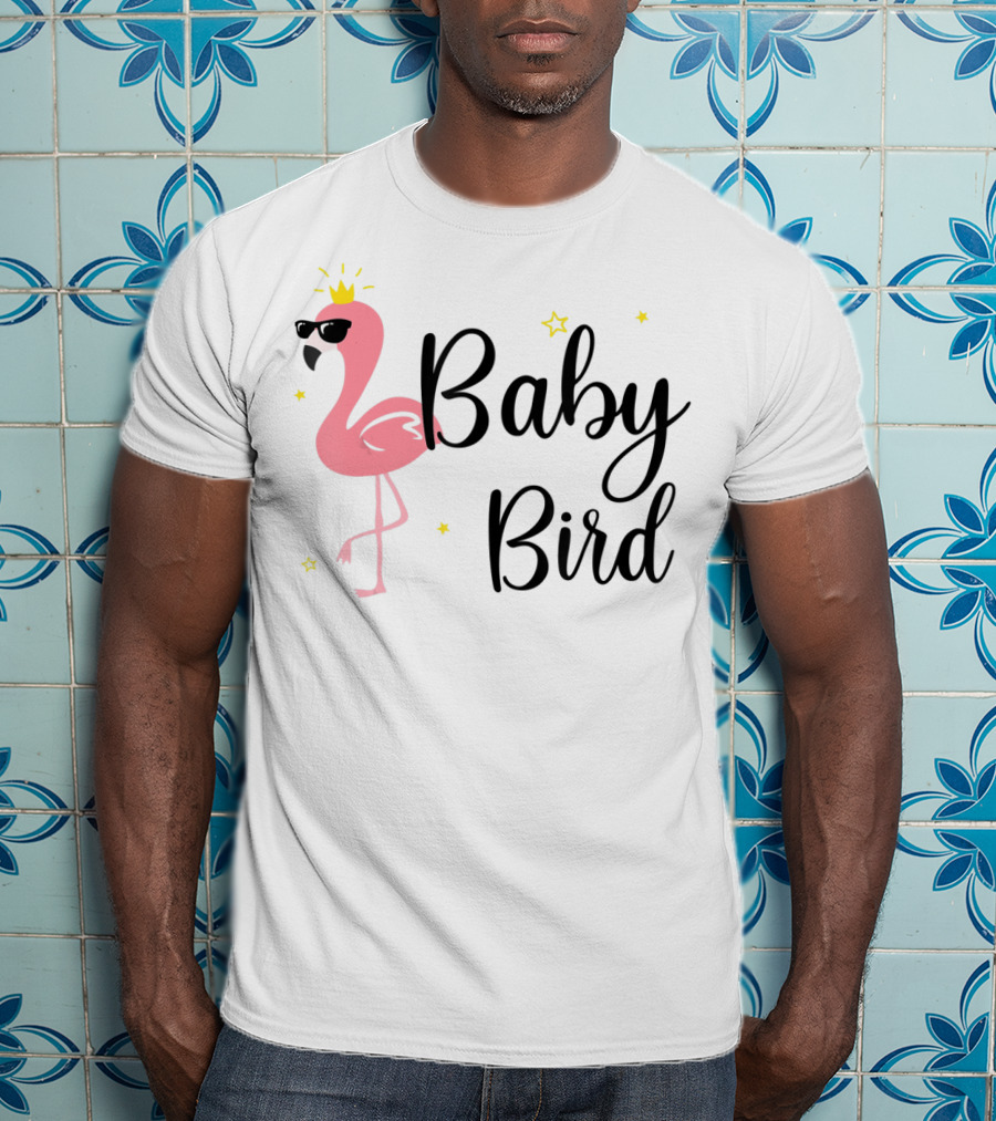 Baby Bird Flamingo Sunglasses Crown Stars T-Shirt