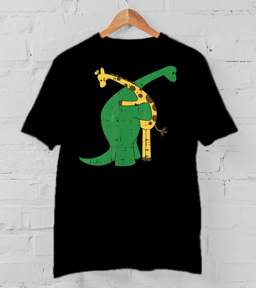 Giraffe Dinosaur Love Hug Safari Animals Dino T-Shirt