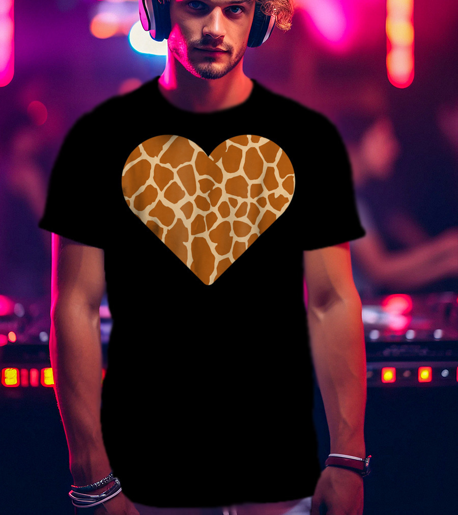 Giraffe Print Heart For Cute Giraffe Lover's Love T-Shirt