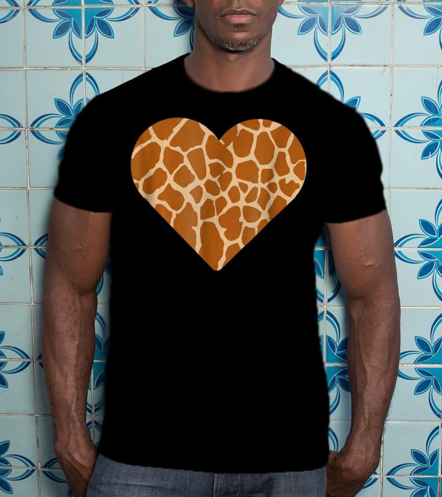 Giraffe Print Heart For Cute Giraffe Lover's Love T-Shirt