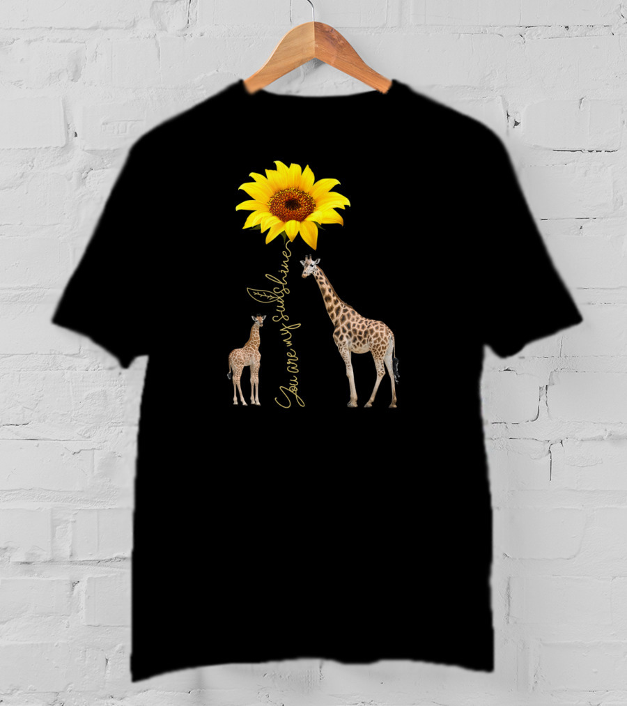 Sunflower You Are My Sunshine Giraffe With Mother And Calf T-Shirt
