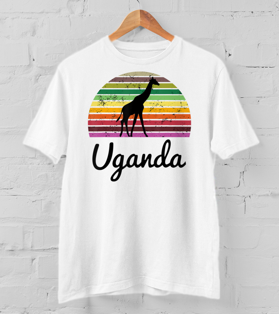 Uganda Giraffe Vintage Sunset Safari T-Shirt