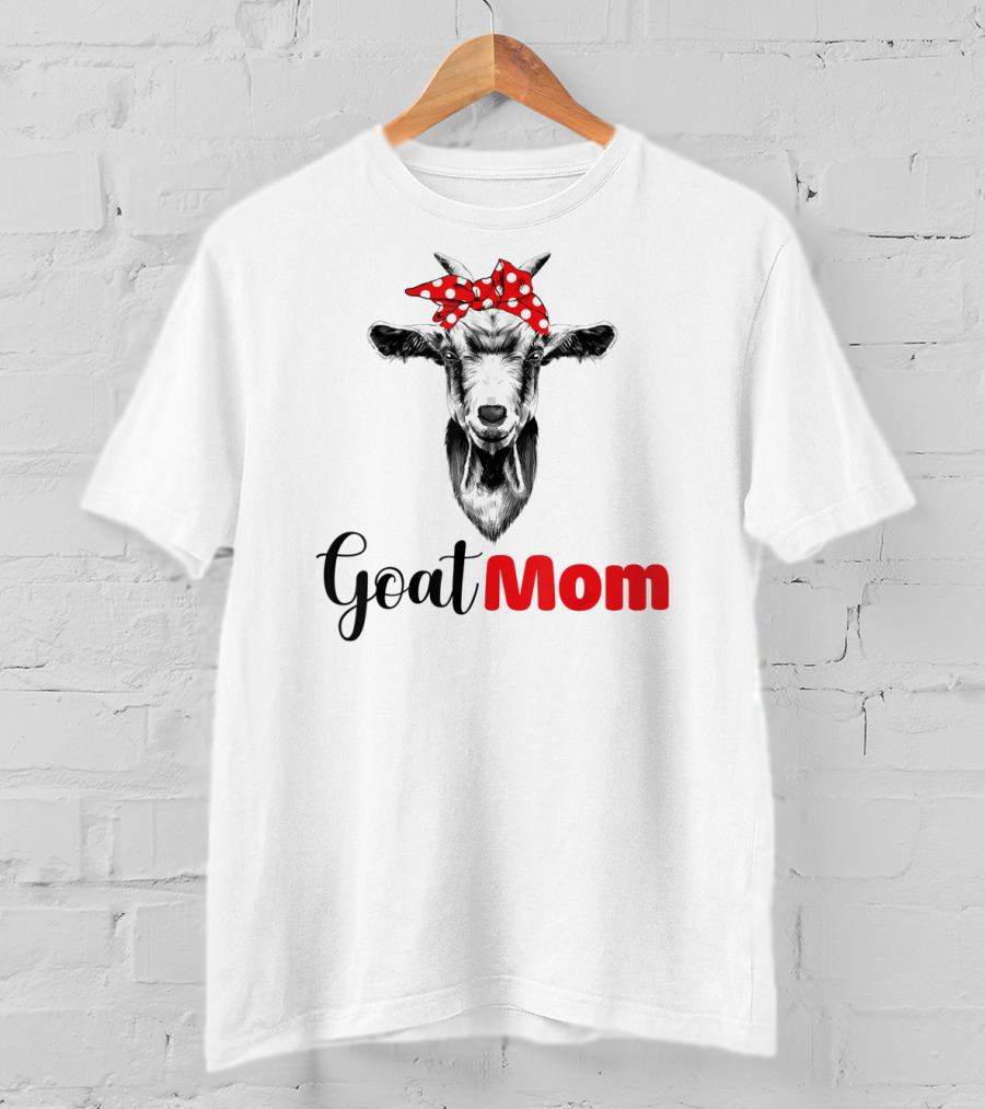 Funny Goat Mom Lovers Girl Polka Dot Bow T-Shirt