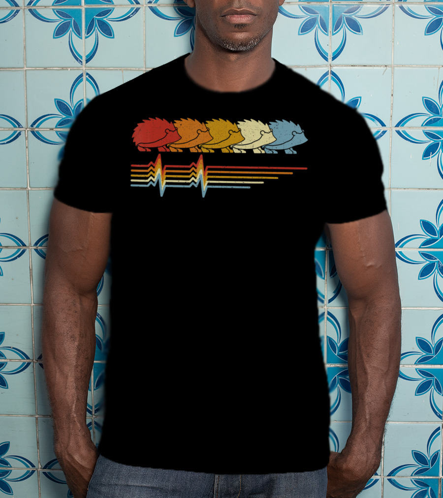 Hedgehog Heartbeat Retro Animal Lover T-Shirt