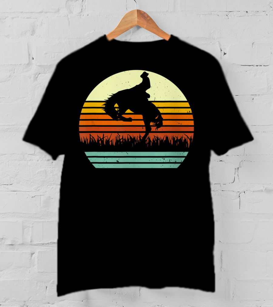 Bucking Bronco Horse Sunset T-Shirt