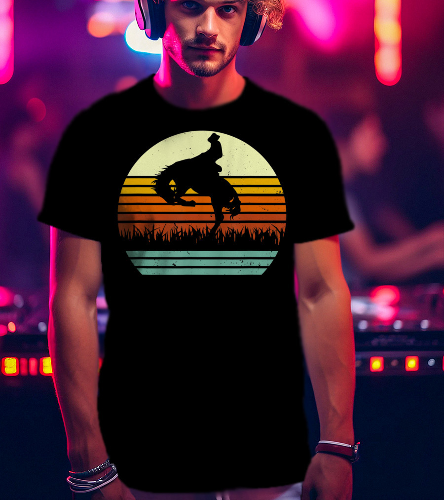 Bucking Bronco Horse Sunset T-Shirt