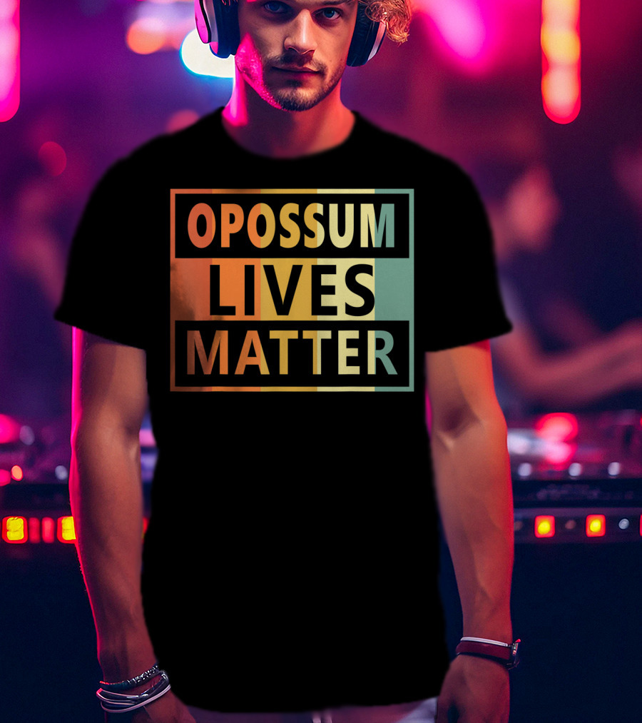 Opossum Lives Matter Vintage Vegan Opossum Lover Retro Stripes T-Shirt