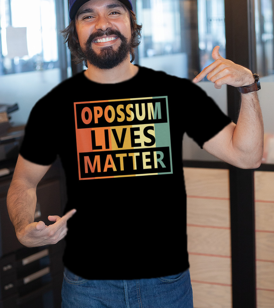 Opossum Lives Matter Vintage Vegan Opossum Lover Retro Stripes T-Shirt