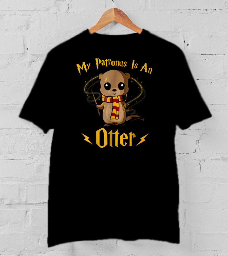 My Patronus Is An Otter Wizard Otter With Wand And Scarf T-Shirt