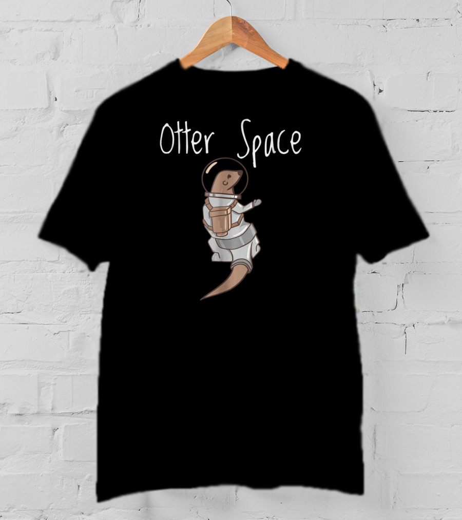 Otter Space Cute Funny Astronaut Otters Floating In Space T-Shirt