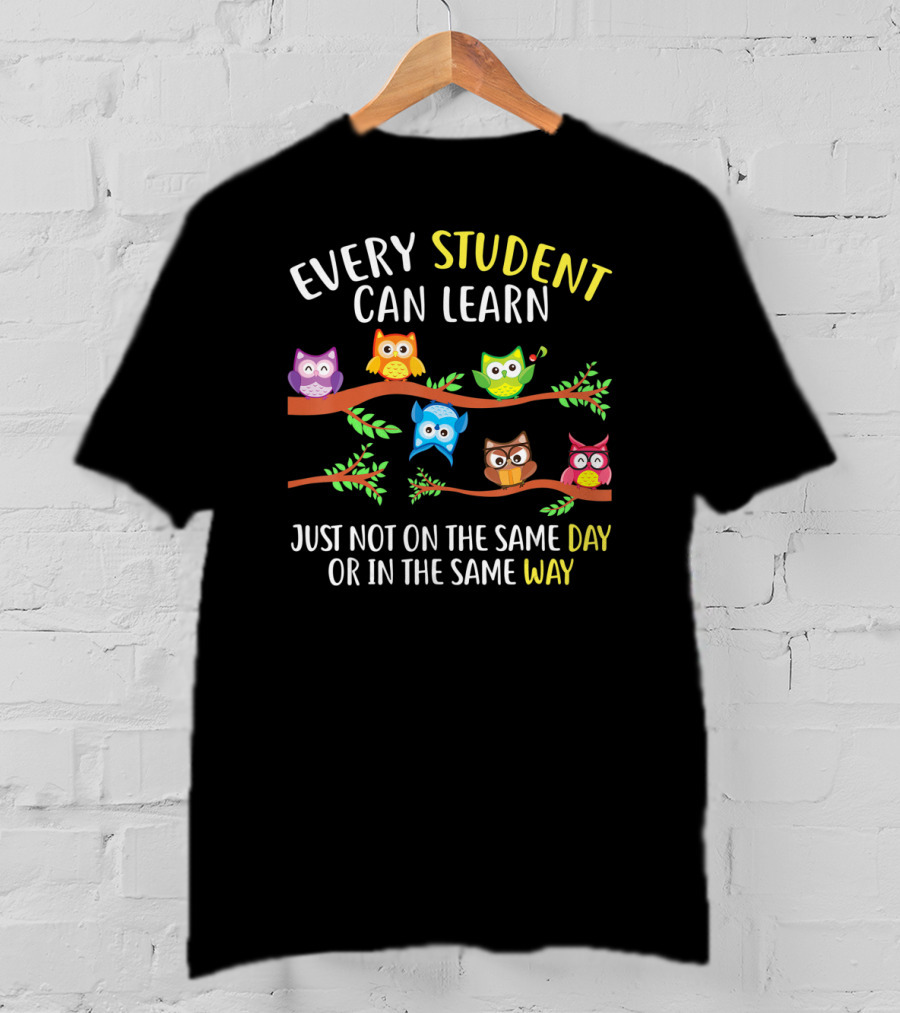 Every Student Can Learn Just Not On The Same Day Or In The Same Way Owl T-Shirt