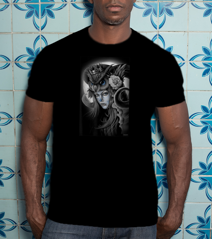 MAXX242 Owl Queen Masked Woman With Crown And Rose T-Shirt