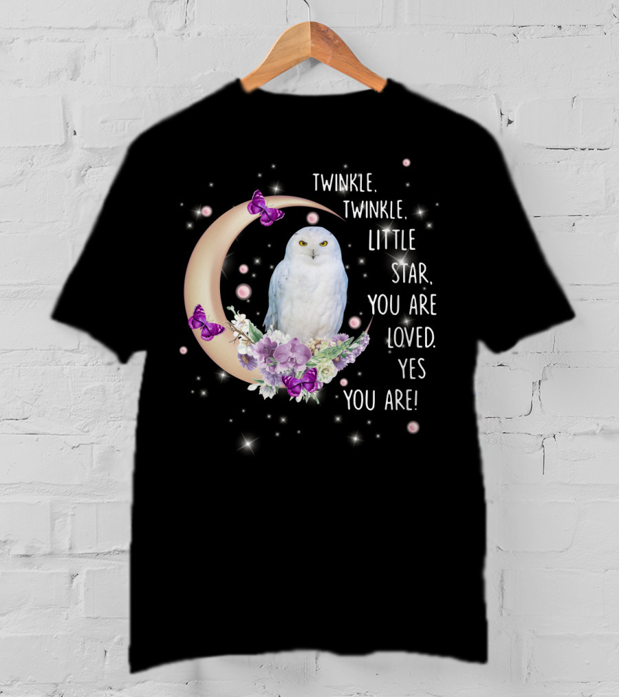 Twinkle Twinkle Little Star You Are Loved Yes You Are Owl Moon Butterflies T-Shirt