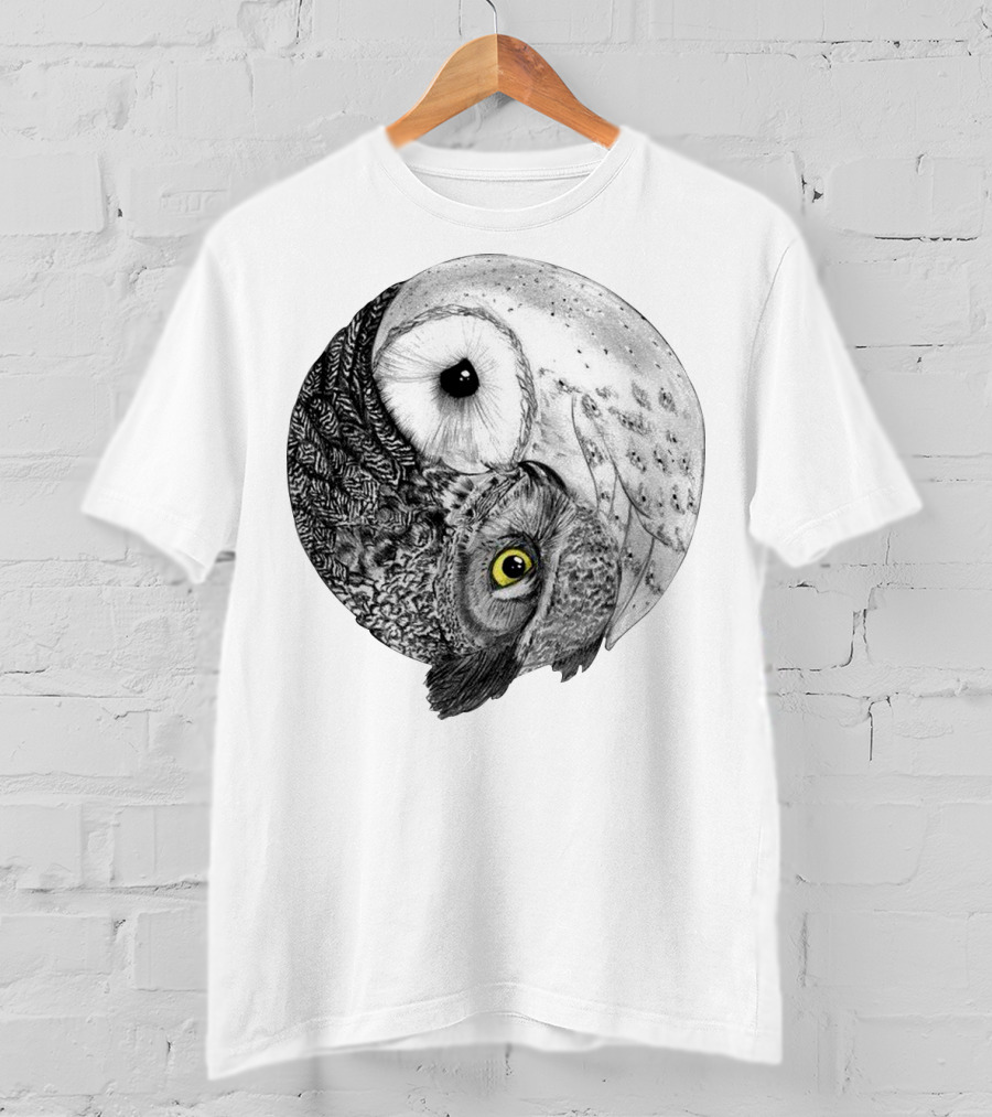 Yin Yang Black And White Owl T-Shirt