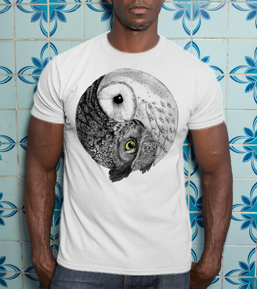 Yin Yang Black And White Owl T-Shirt