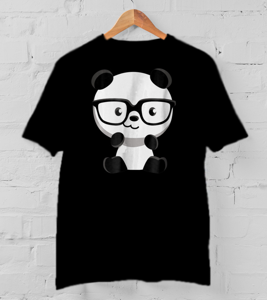 Cute Little Panda Bear Nerd Glasses T-Shirt
