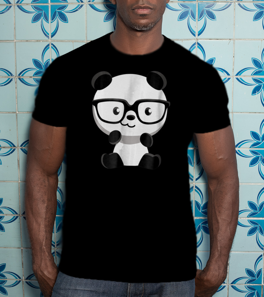 Cute Little Panda Bear Nerd Glasses T-Shirt