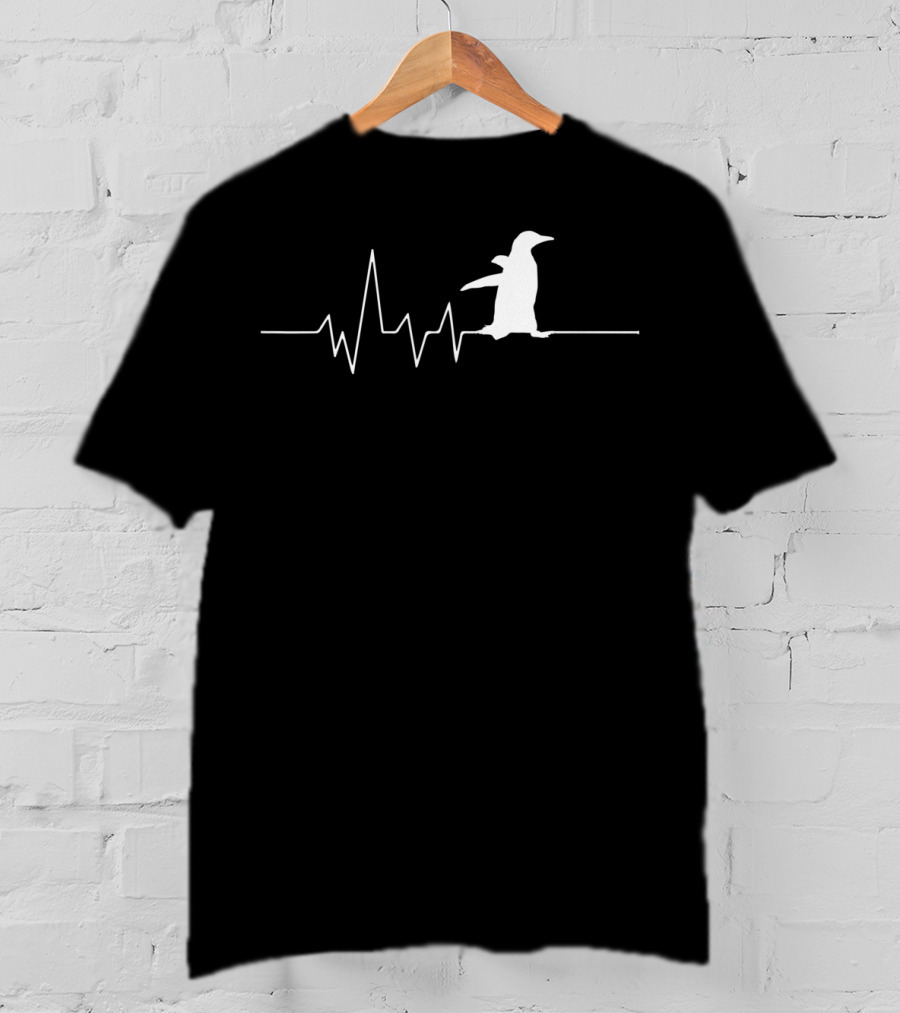 Penguin Heartbeat Rhythm Funny EKG Animal Lover T-Shirt