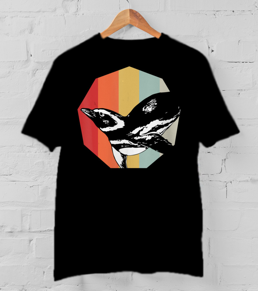 Retro Penguin Vintage Stripes T-Shirt