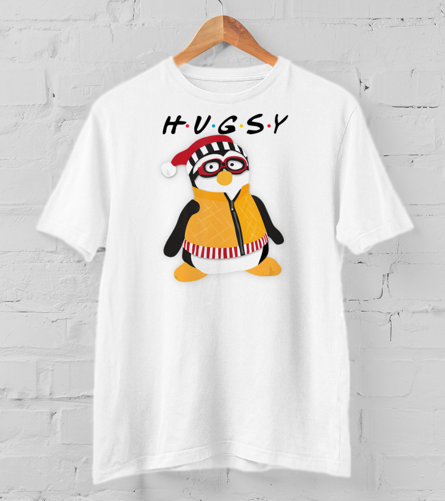 Hugsy Penguin With Santa Hat And Glasses T-Shirt