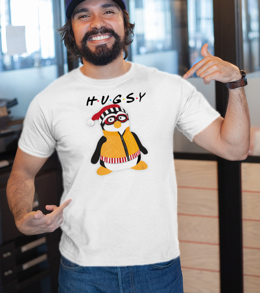 Hugsy Penguin With Santa Hat And Glasses T-Shirt