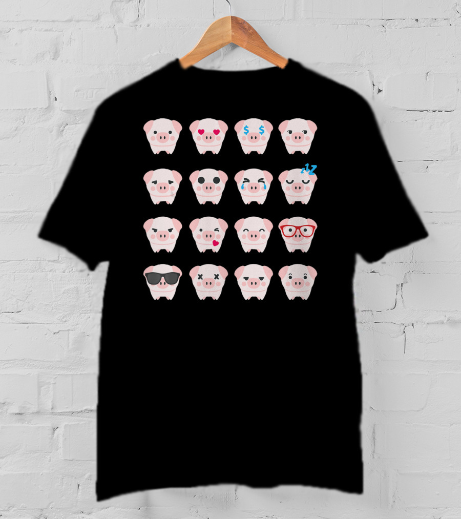 Pig Emoji Expressions Pig Lover T-Shirt