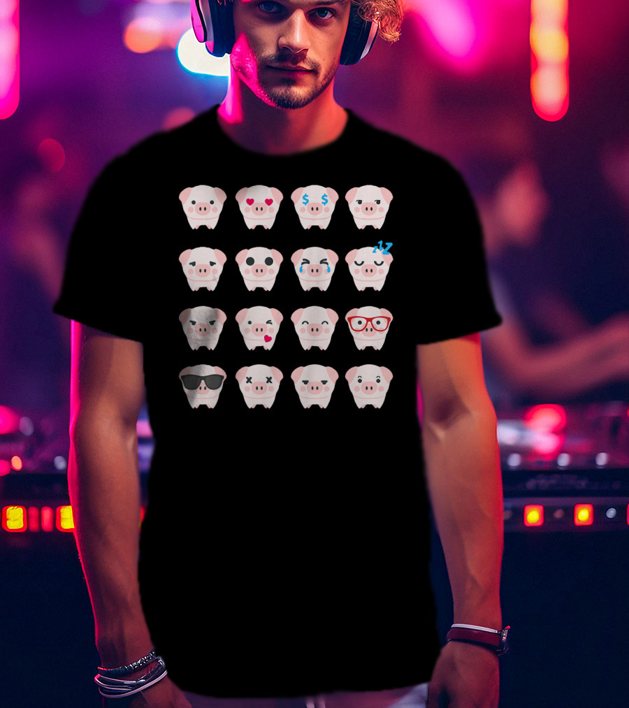 Pig Emoji Expressions Pig Lover T-Shirt