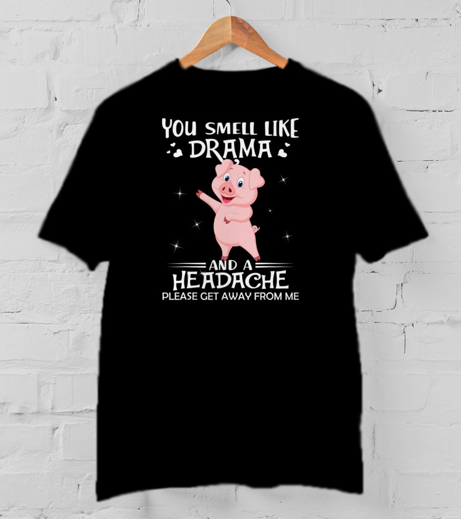 You Smell Like Drama And A Headache Please Get Away From Me Pig T-Shirt
