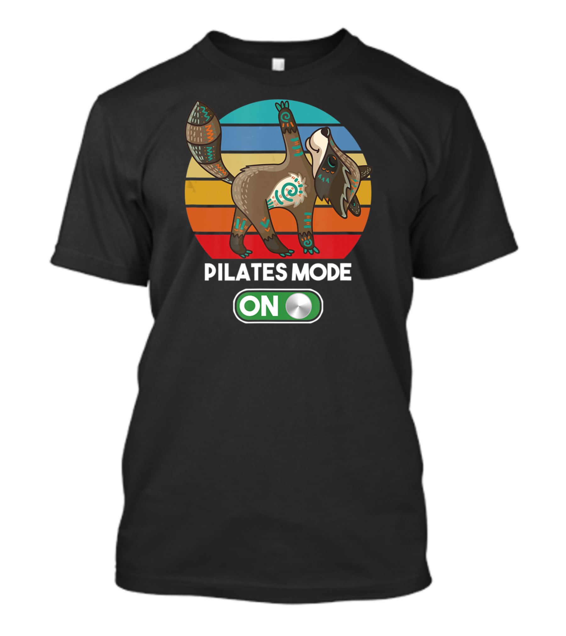 Pilates Mode On Cute Zen Raccoon Mandala Peace Mindfulness Yoga T-Shirt