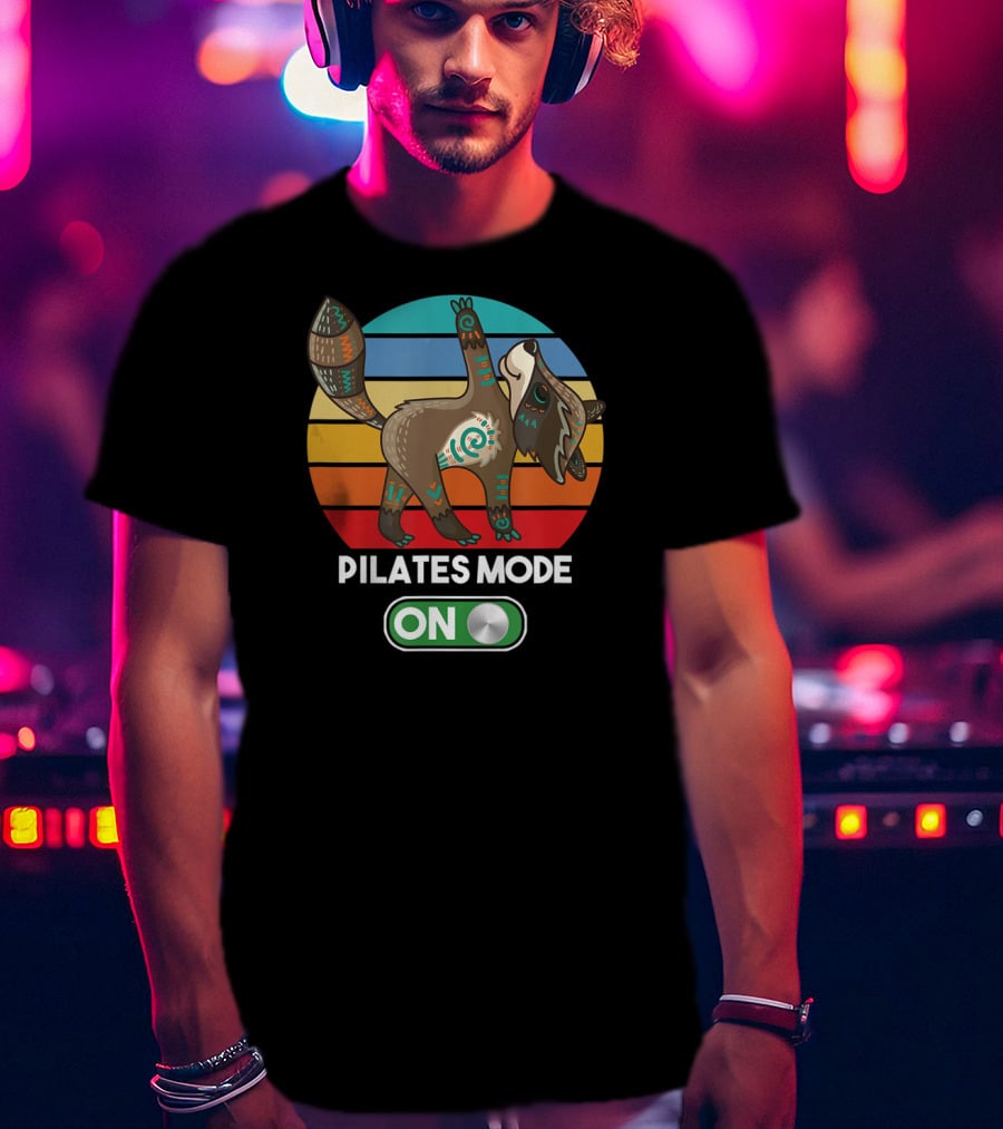 Pilates Mode On Cute Zen Raccoon Mandala Peace Mindfulness Yoga T-Shirt