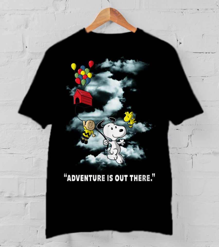 Adventure Is Out There Charlie Brown Snoopy Woodstock Balloons Peanuts T-Shirt