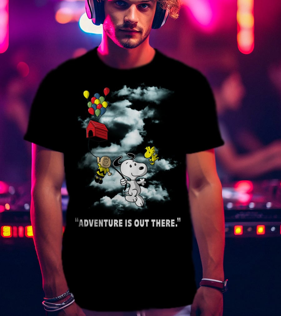 Adventure Is Out There Charlie Brown Snoopy Woodstock Balloons Peanuts T-Shirt