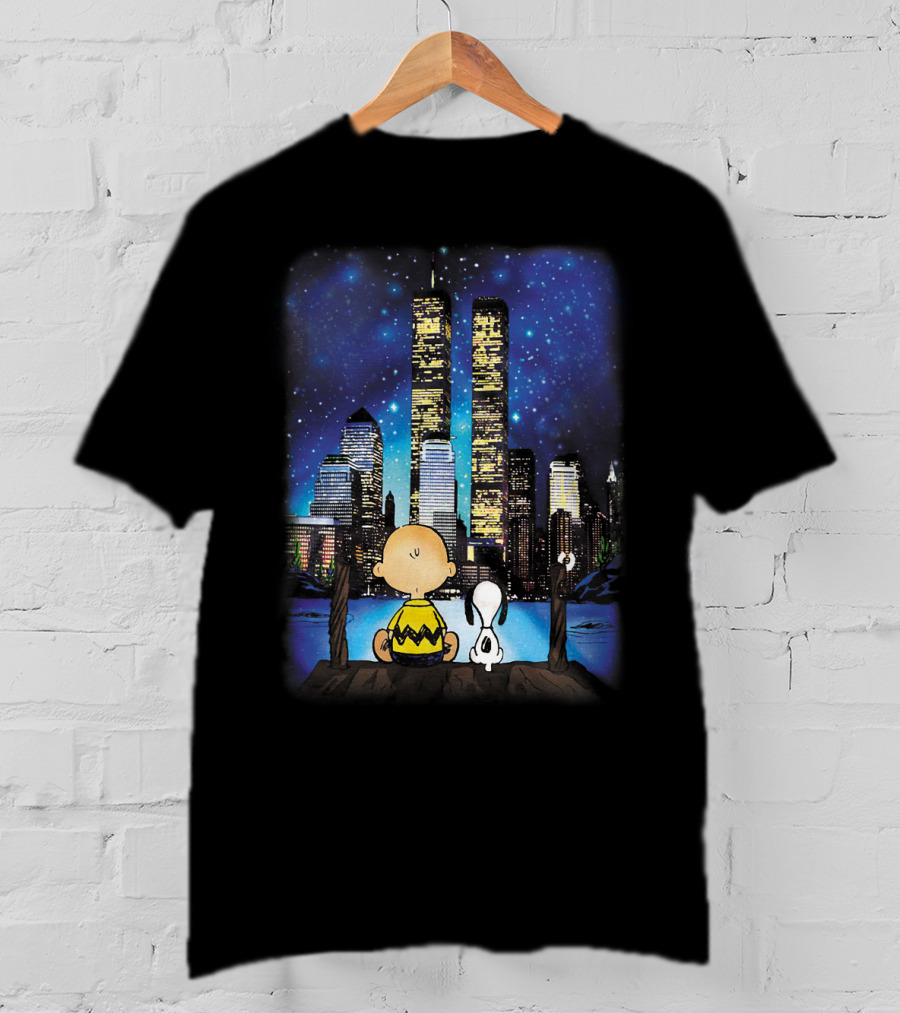 Always Remember Snoopy The Peanuts Movie Twin Towers Charlie Brown Night Sky T-Shirt